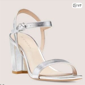 Stuart Weitzman Dancer Blocker Silver Heels